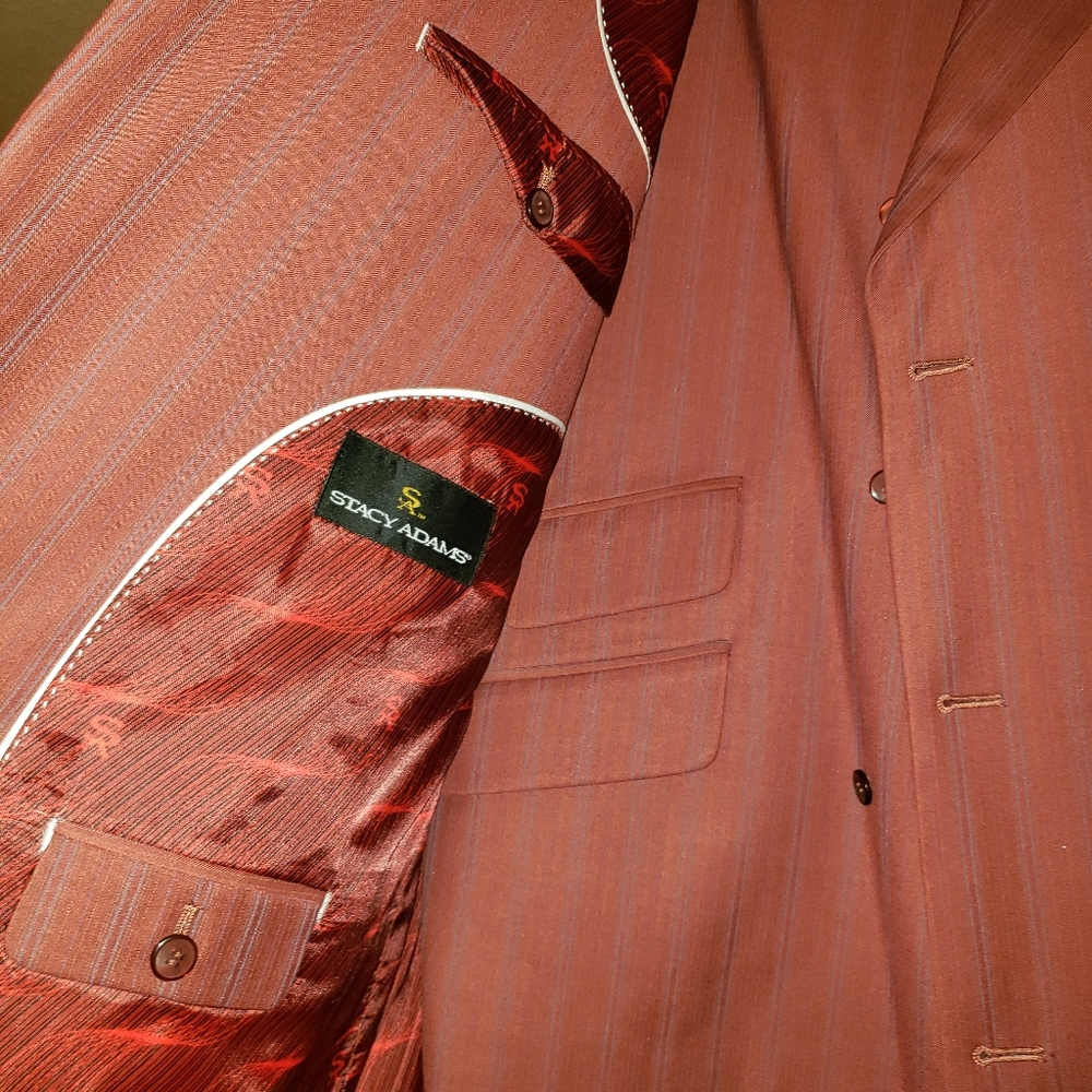 Stacy Adam's Mens 3 piece suit 48L/W42 Burgundy